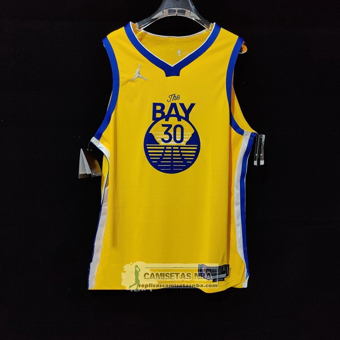 Camiseta Golden State Warriors Stephen Curry NO 30 Statement Autentico 2022 Oro